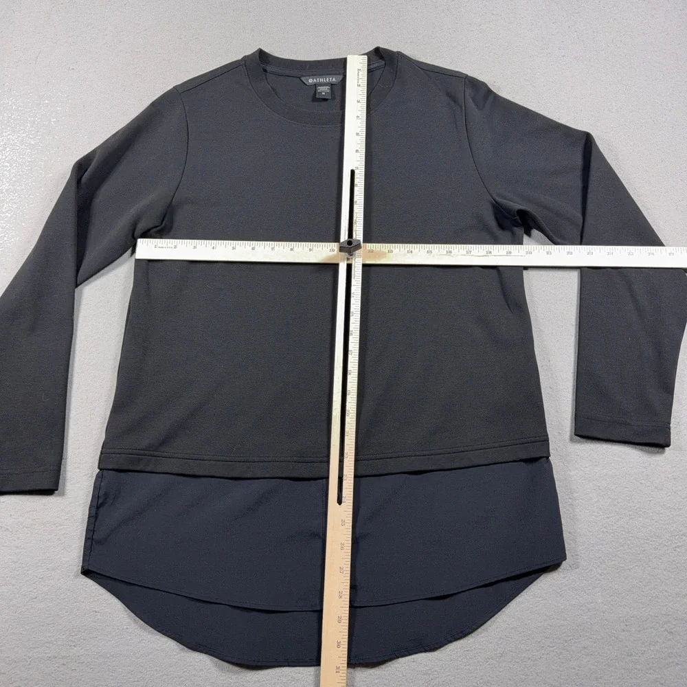 Athleta Gallery Top 2.0 Women Medium Layered Mixed Media Black Minimalist Casual - Picture 4 of 10
